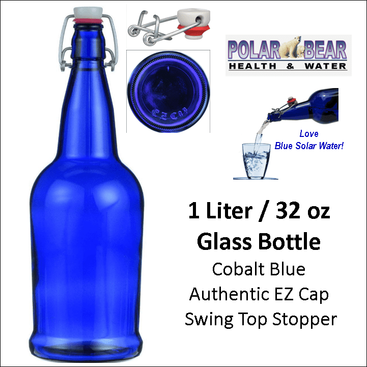 BEER BOTTLES 1 LITER 12 BLUE EZ-CAP GLASS SWING TOPS