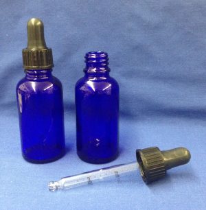 30 ml blue glass bottle with dropper