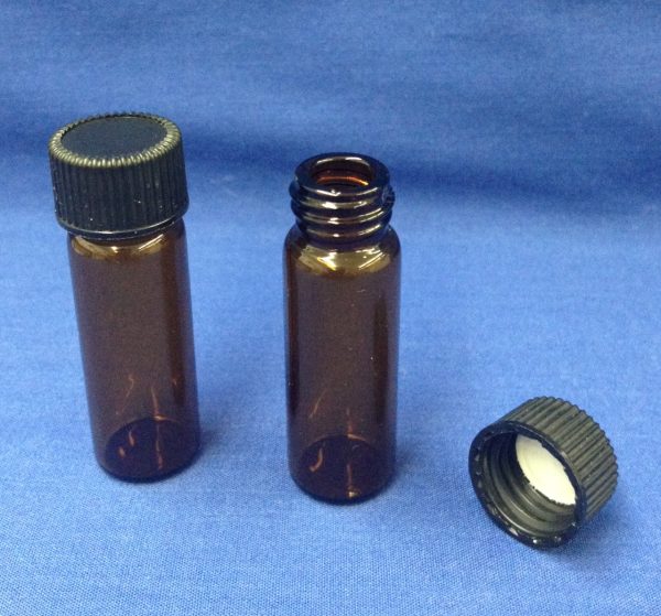 1 dram amber bottle glass with cap
