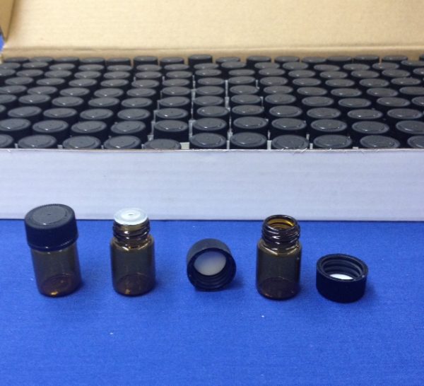 1/2 dram Amber Glass Vial with cap Case 144