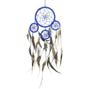 Dreamcatcher blue brown feathers small 30018