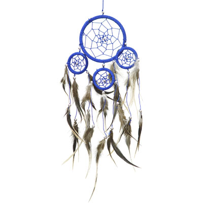 Dreamcatcher blue brown feathers small 30018