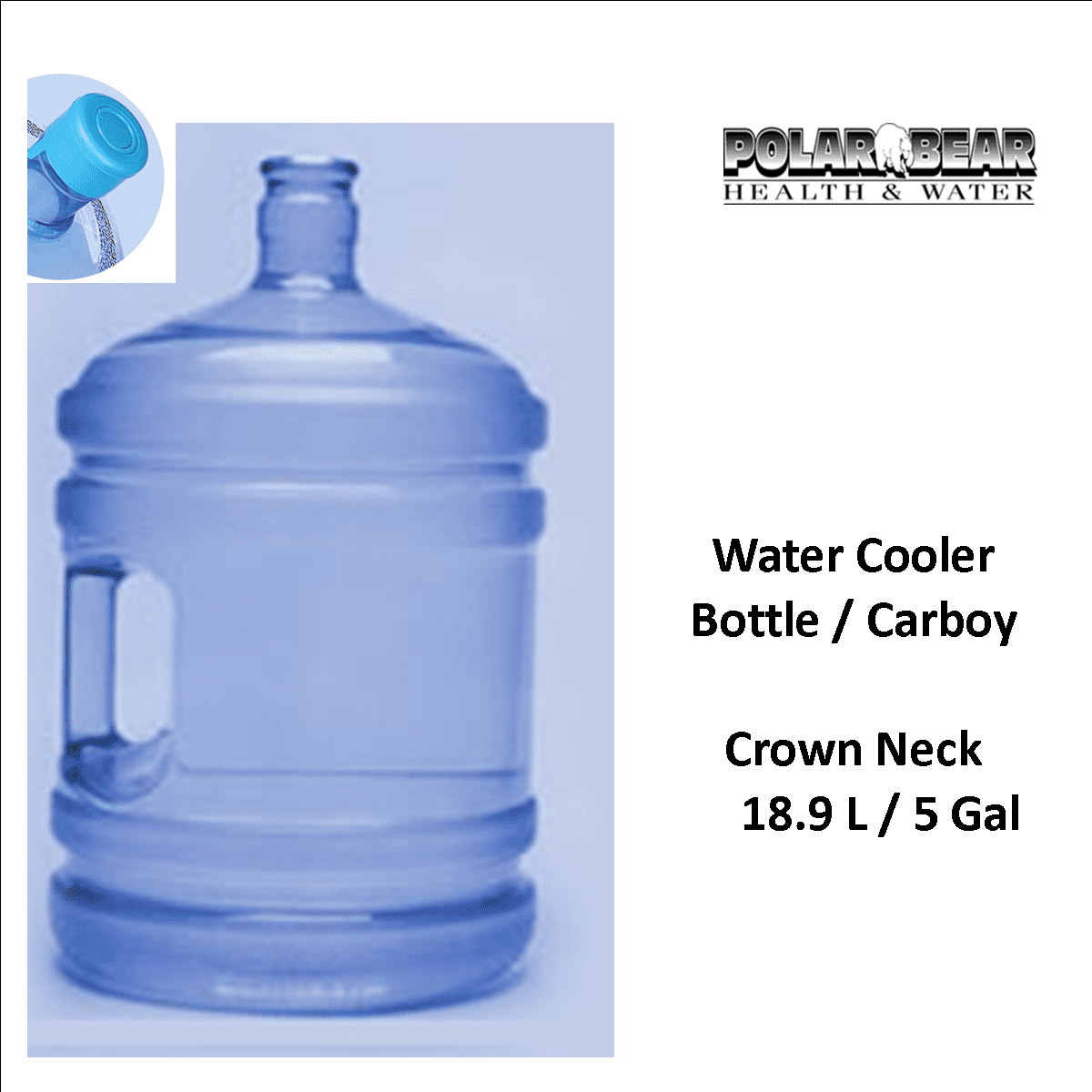 Carboy Bottle 5 Gallon 19 liter Polar Bear Health Water