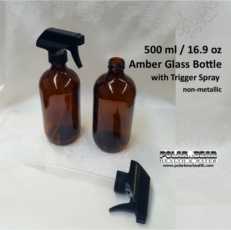 Pack of 4 Aura 500ml Amber Glass Bottles with Black Trigger Sprays 