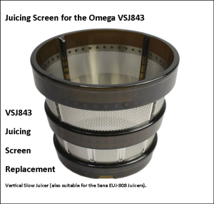 REPLACEMENT PARTS for Omega VRT400 Masticating Juicer - Screen Container  Auger