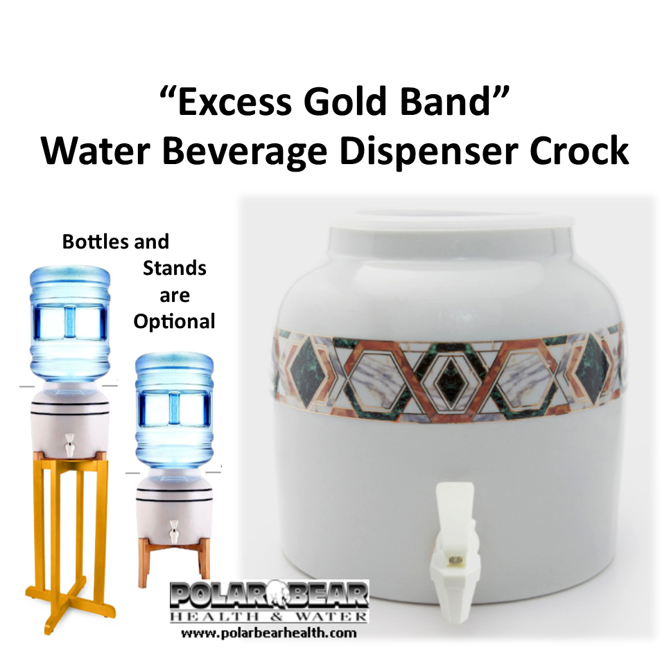 Ceramic Crock Water Beverage Dispenser Excess Gold Band Polar