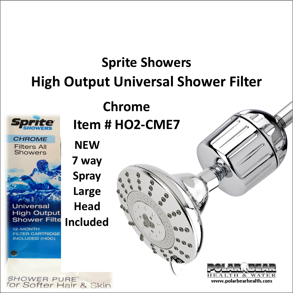 SPRITE HIGH-OUTPUT CHROME SHOWER HEAD AND WATER FILTER Remove Chlorine and odors
